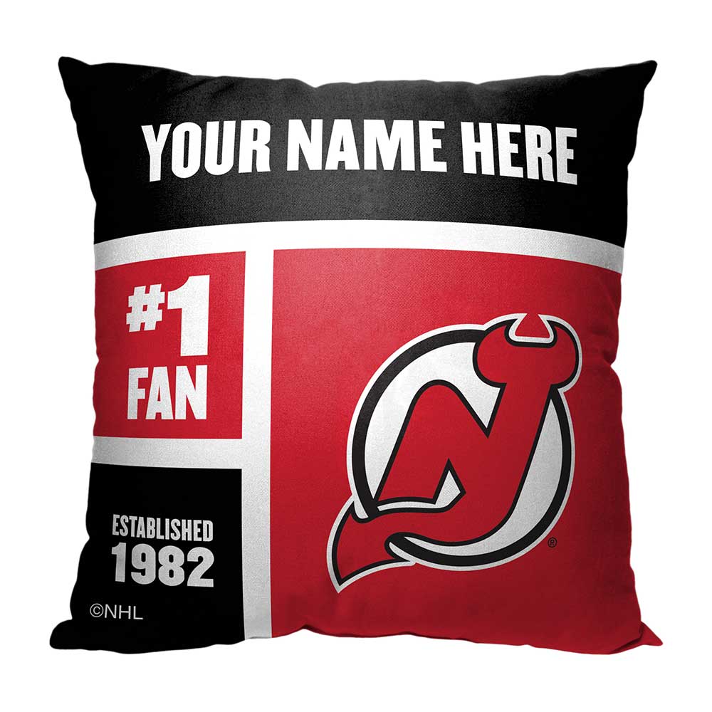 NHL New Jersey Devils Colorblock Personalized Throw Pillow 18x18 Inches