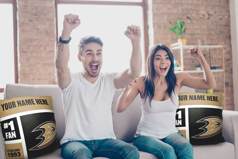 NHL Anaheim Ducks Personalized Colorblock Throw Pillow 18x18 Inches