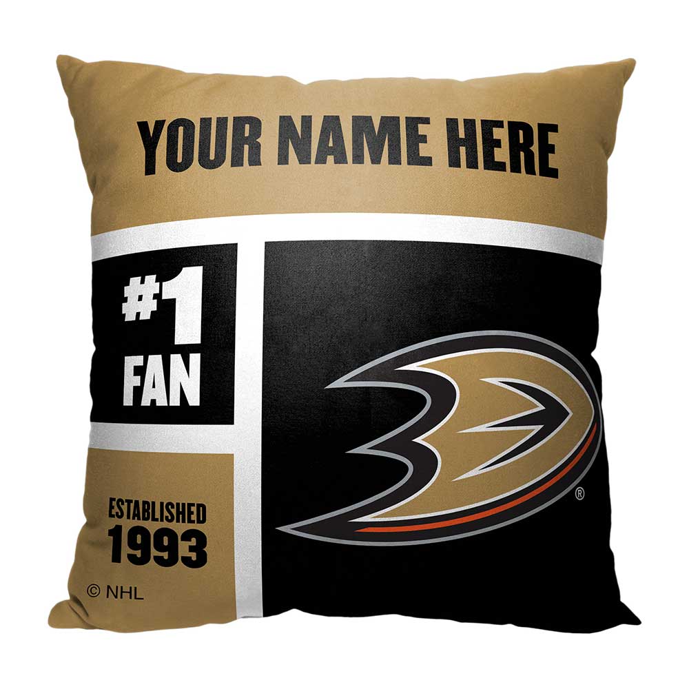 NHL Anaheim Ducks Personalized Colorblock Throw Pillow 18x18 Inches