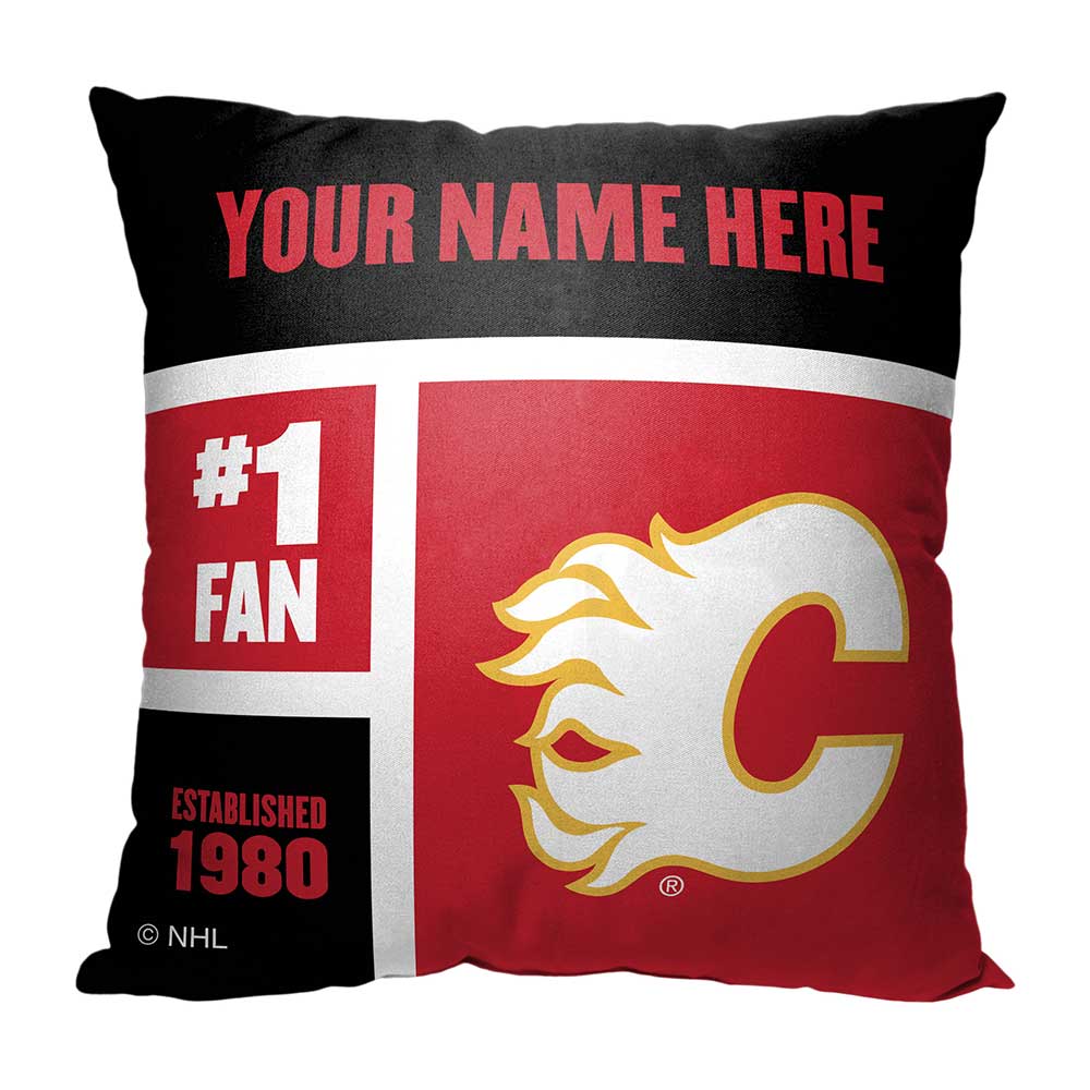 NHL Calgary Flames Colorblock Personalized Throw Pillow 18x18 Inches