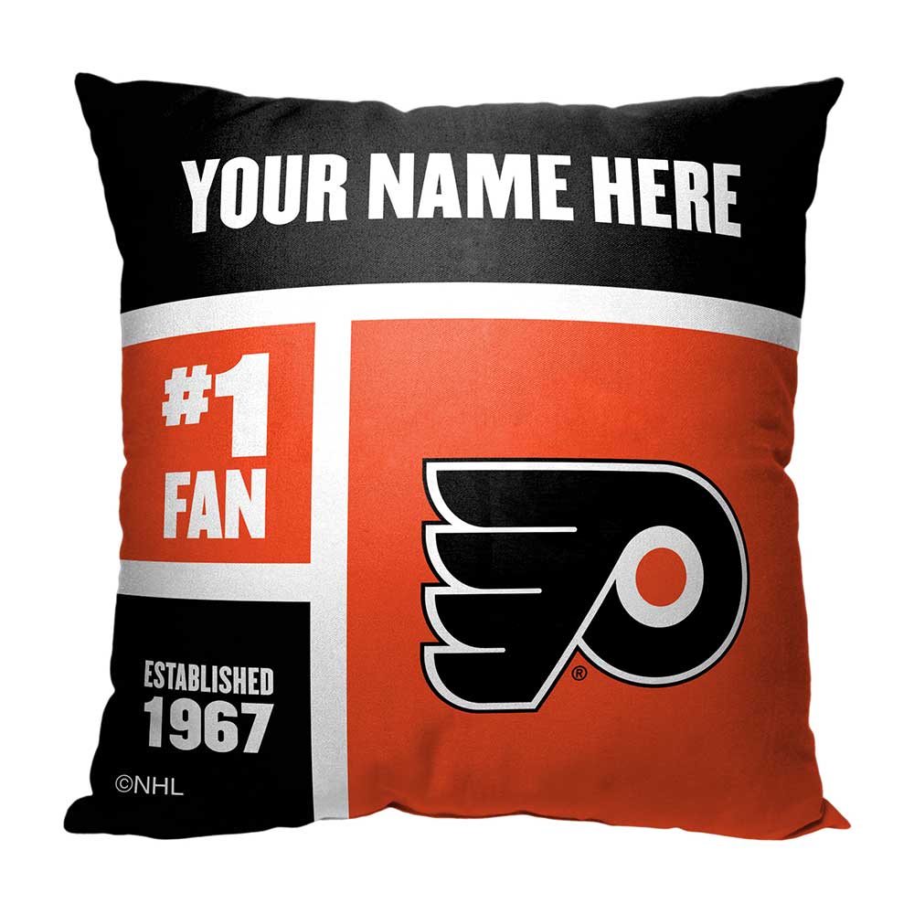 NHL Philadelphia Flyers Colorblock Personalized Throw Pillow 18x18 Inches