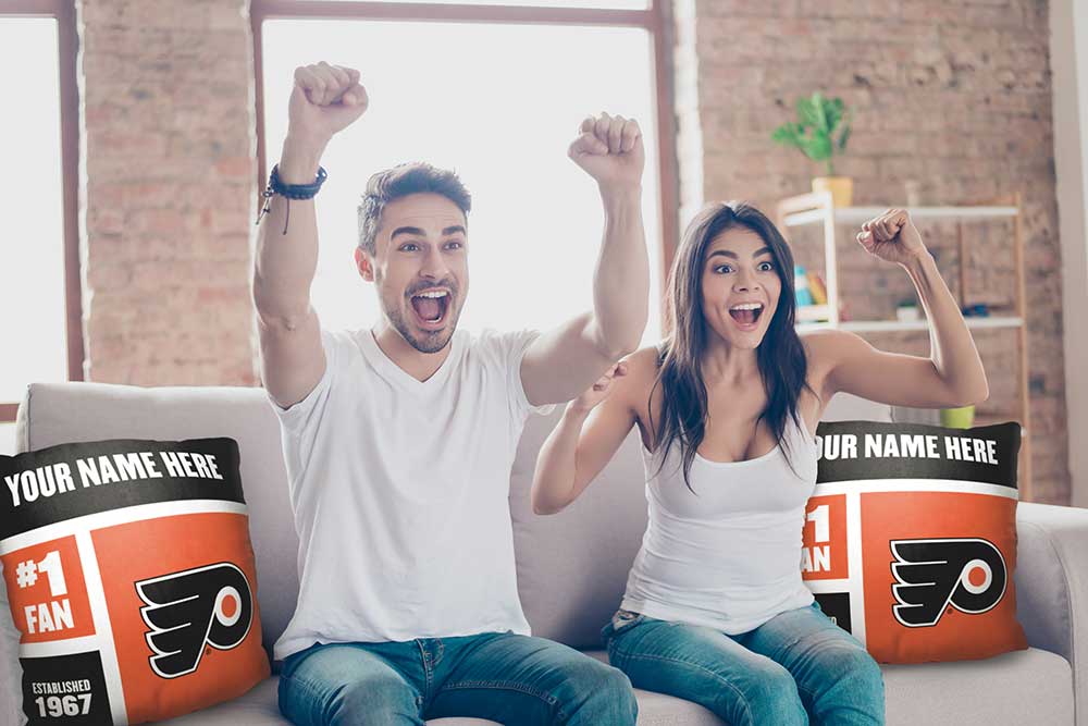 NHL Philadelphia Flyers Colorblock Personalized Throw Pillow 18x18 Inches