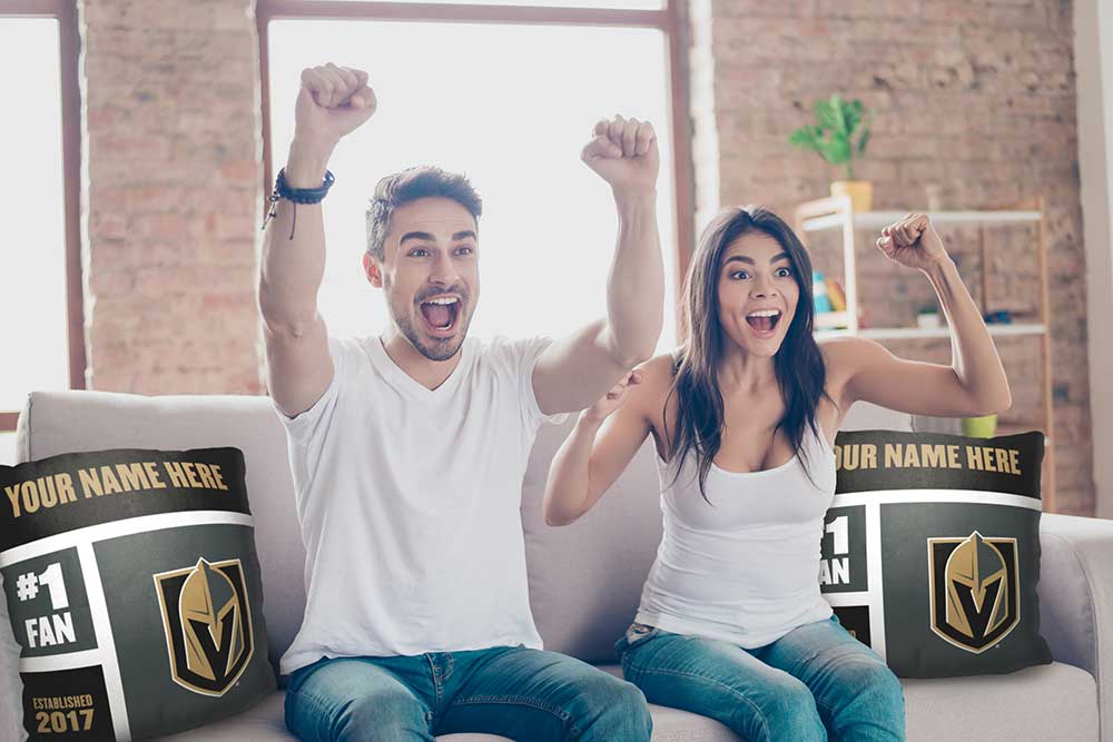 NHL Vegas Golden Knights Colorblock Personalized Throw Pillow 18x18 Inches