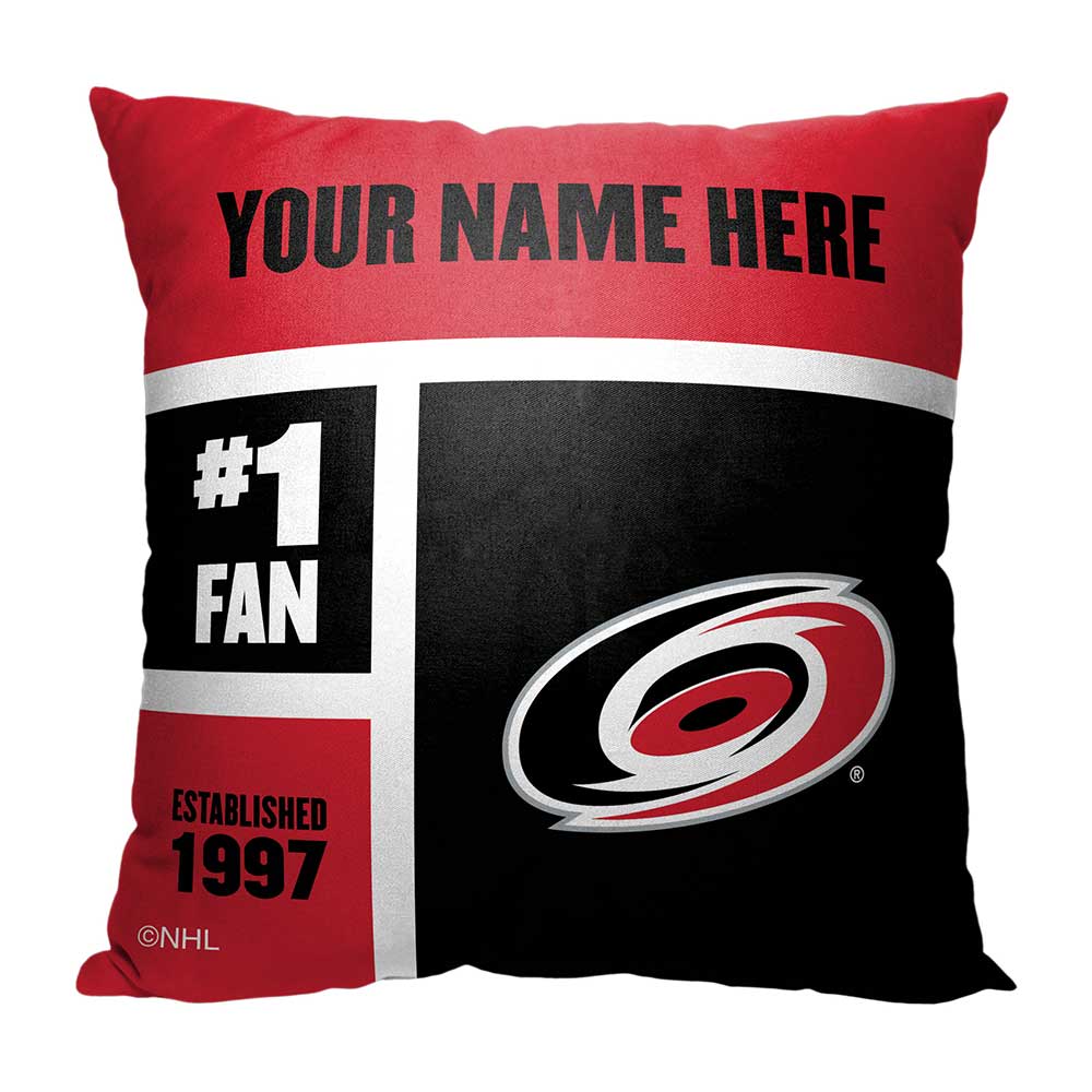 NHL Carolina Hurricanes Colorblock Personalized Throw Pillow 18x18 Inches
