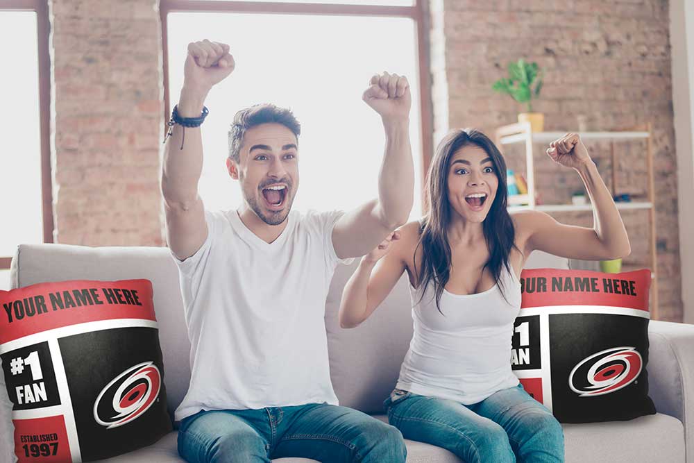 NHL Carolina Hurricanes Colorblock Personalized Throw Pillow 18x18 Inches