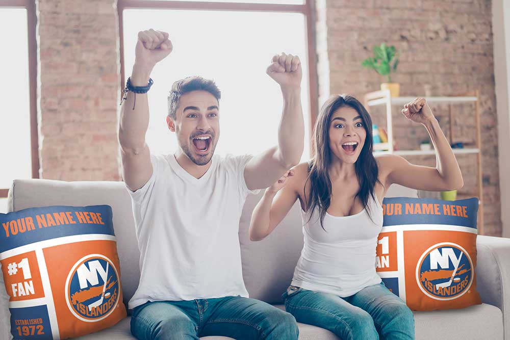 NHL New York Islanders Colorblock Personalized Throw Pillow 18x18 Inches