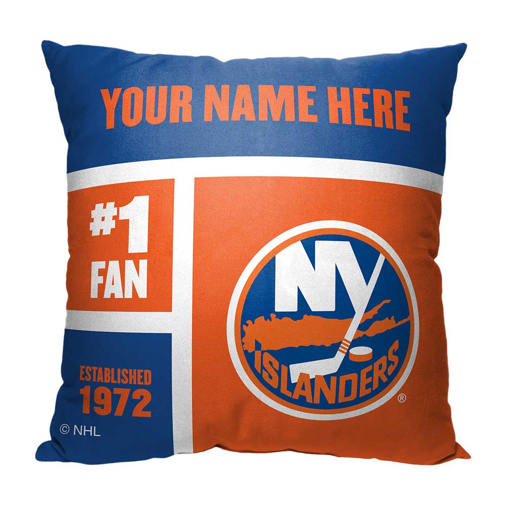NHL New York Islanders Colorblock Personalized Throw Pillow 18x18 Inches