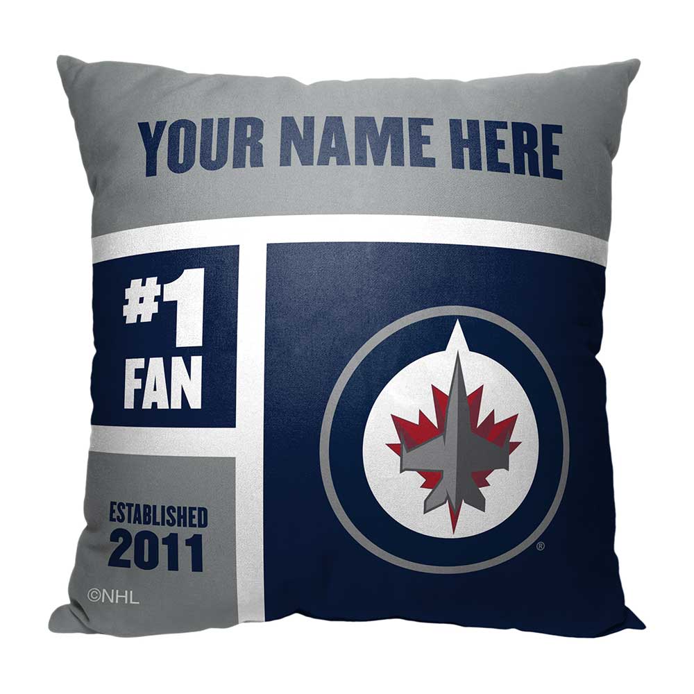 NHL Winnipeg Jets Colorblock Personalized Throw Pillow 18x18 Inches