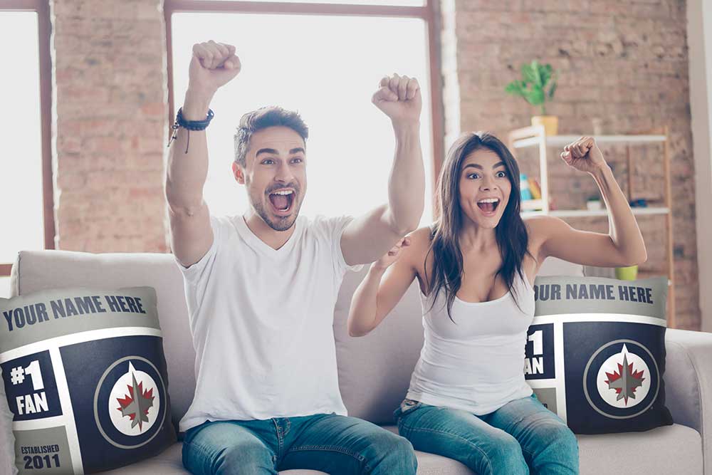 NHL Winnipeg Jets Colorblock Personalized Throw Pillow 18x18 Inches