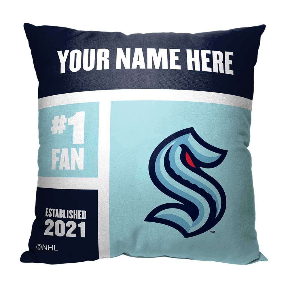 NHL Seattle Kraken Colorblock Personalized Throw Pillow 18x18 Inches