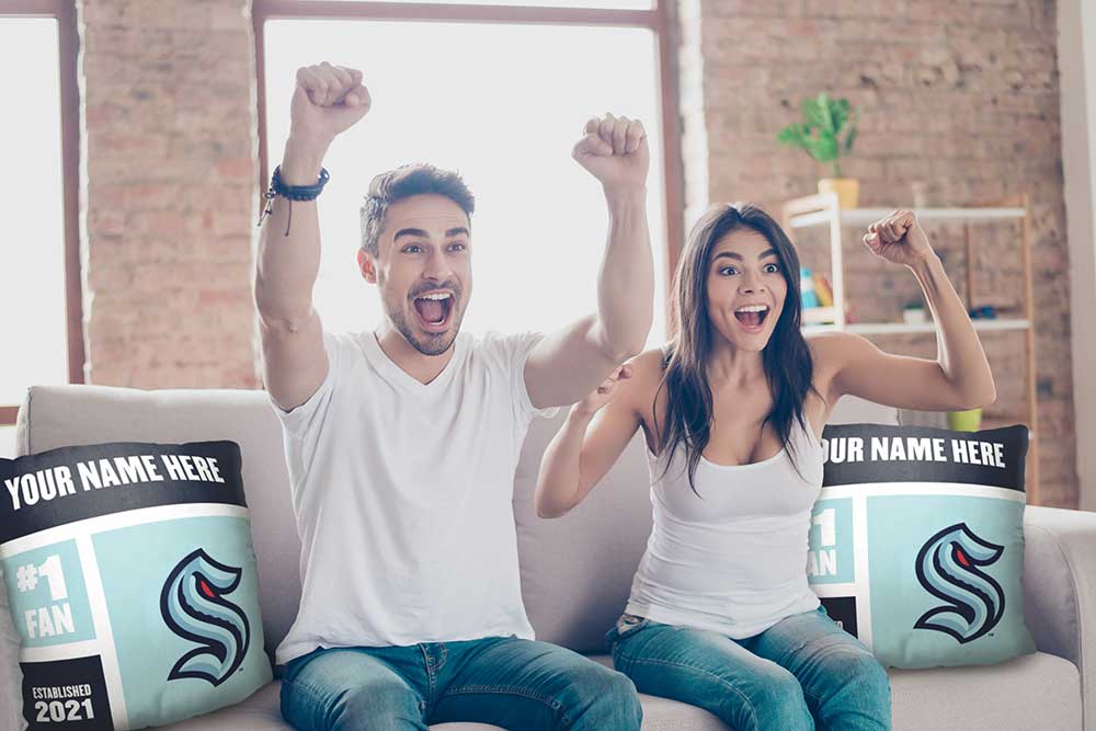 NHL Seattle Kraken Colorblock Personalized Throw Pillow 18x18 Inches