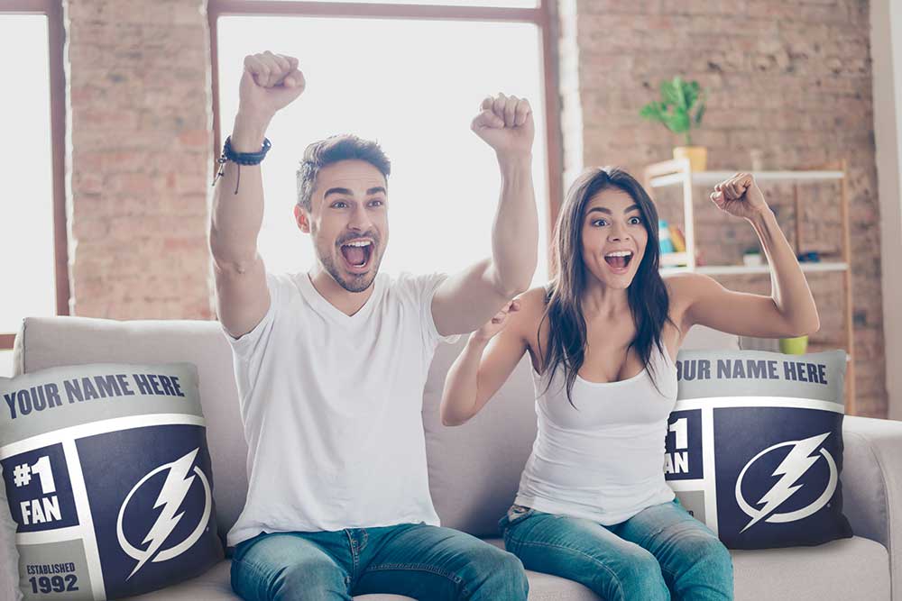 NHL Tampa Bay Lightning Colorblock Personalized Throw Pillow 18x18 Inches