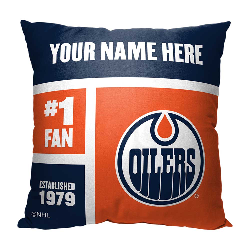 NHL Edmonton Oilers Colorblock Personalized Throw Pillow 18x18 Inches