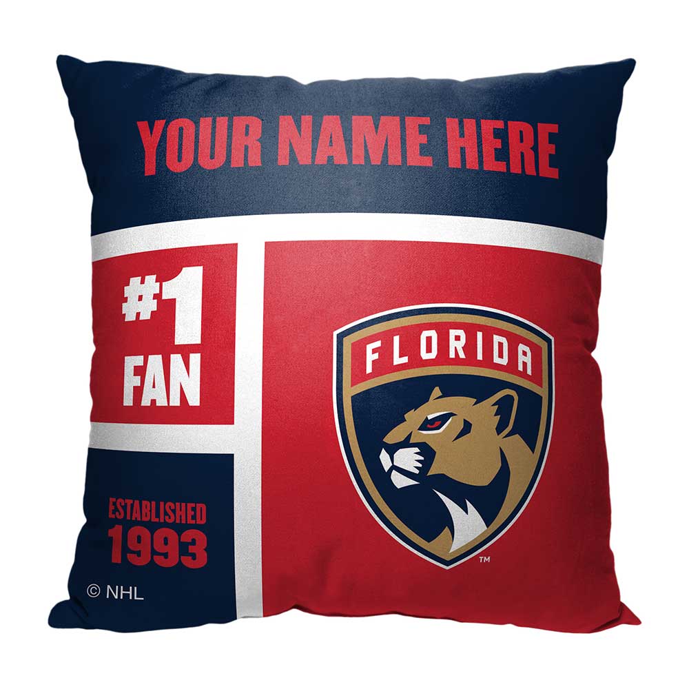 NHL Florida Panthers Colorblock Personalized Throw Pillow 18x18 Inches