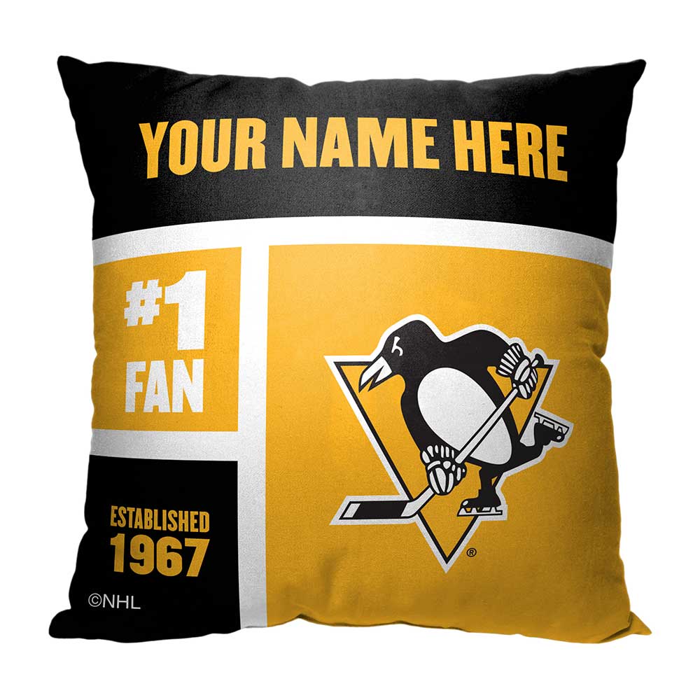 NHL Pittsburgh Penguins Colorblock Personalized Throw Pillow 18x18 Inches