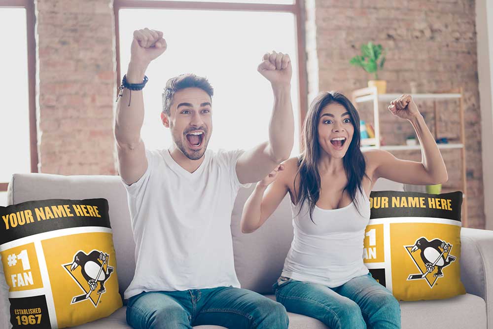 NHL Pittsburgh Penguins Colorblock Personalized Throw Pillow 18x18 Inches