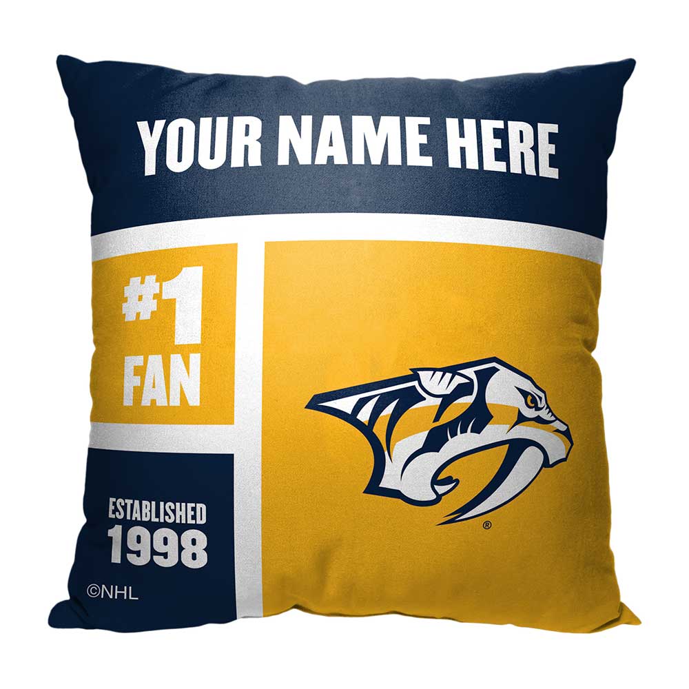 NHL Nashville Predators Colorblock Personalized Throw Pillow 18x18 Inches