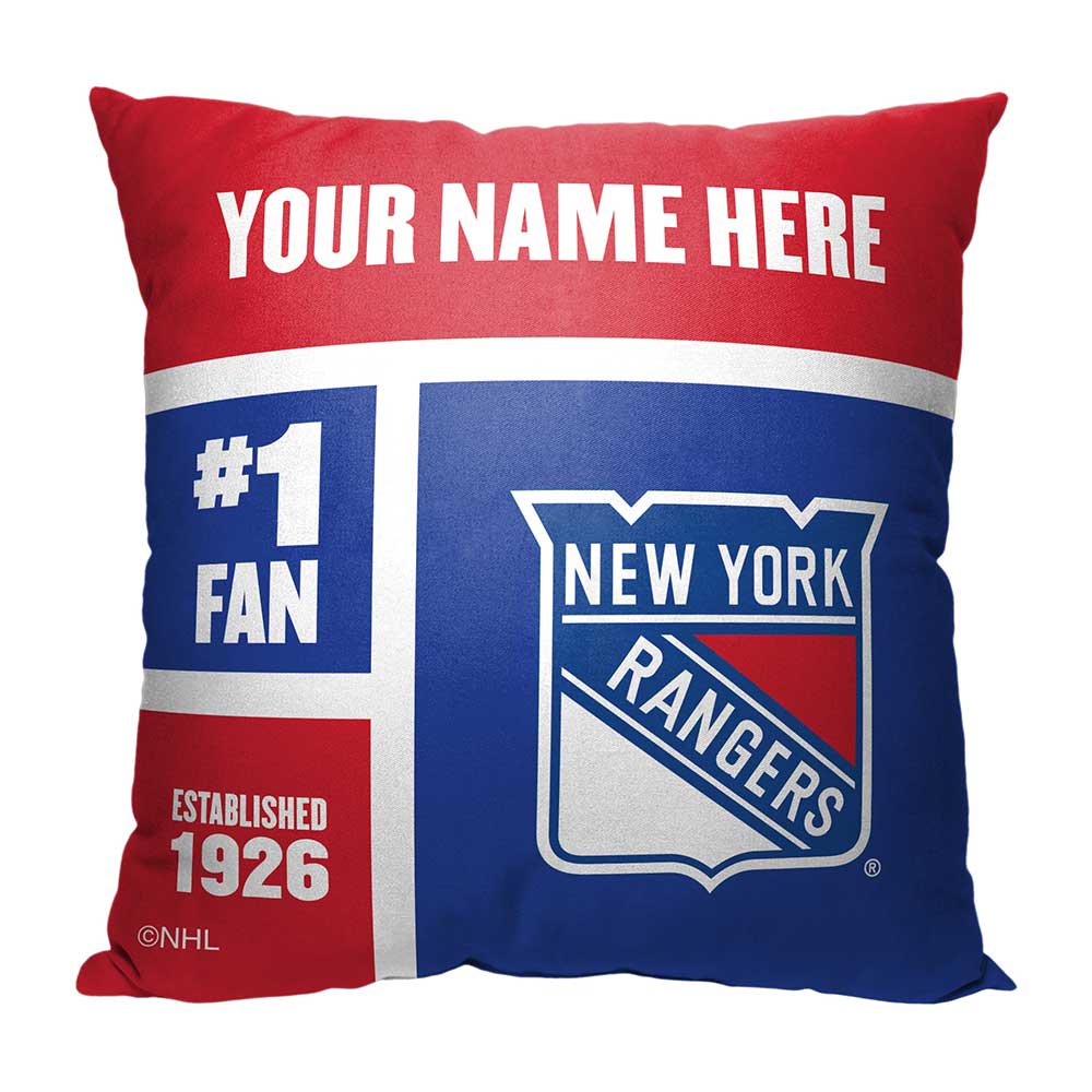 NHL New York Rangers Colorblock Personalized Throw Pillow 18x18 Inches