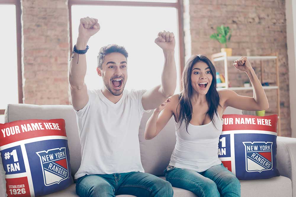 NHL New York Rangers Colorblock Personalized Throw Pillow 18x18 Inches