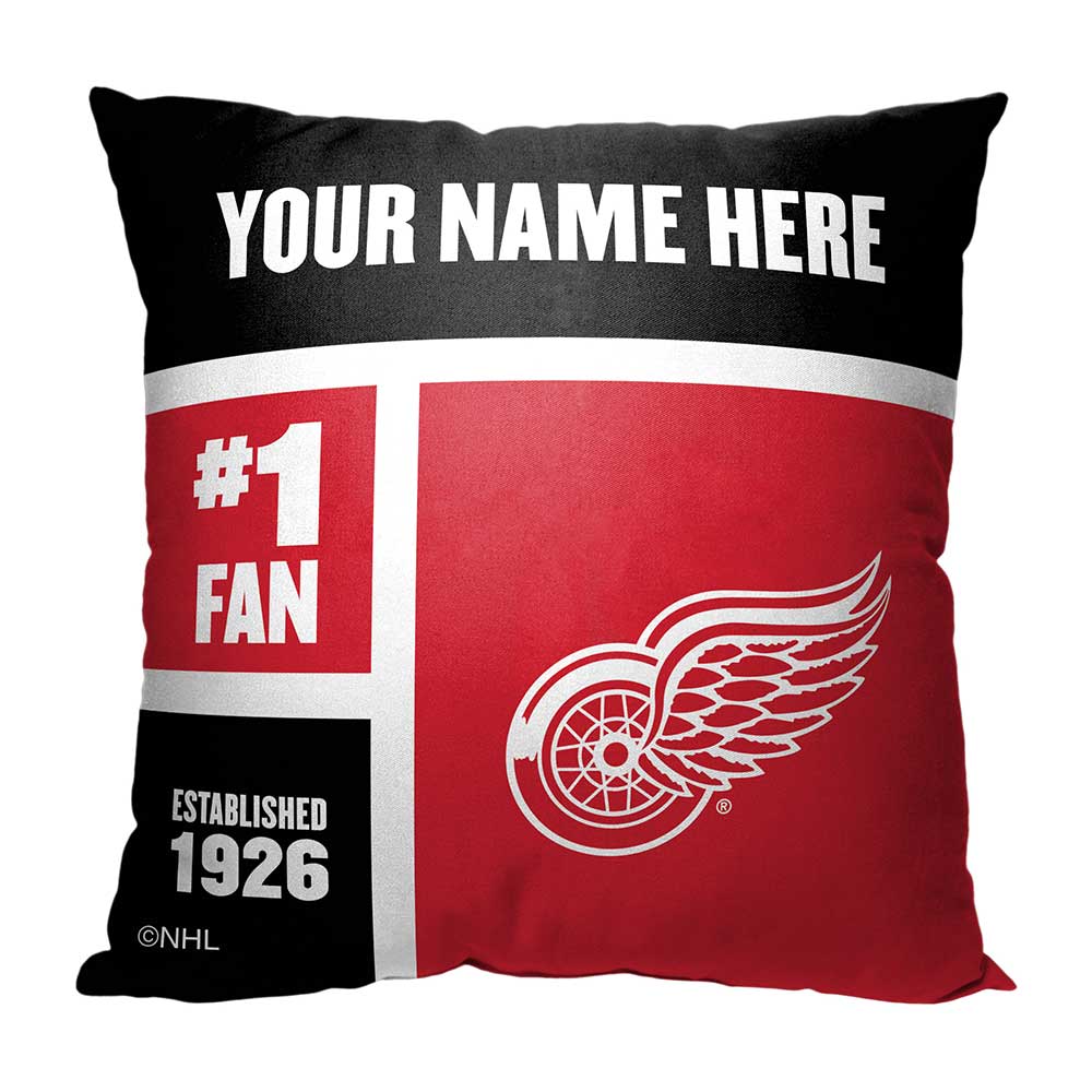 NHL Detroit Red Wings Colorblock Personalized Throw Pillow 18x18 Inches
