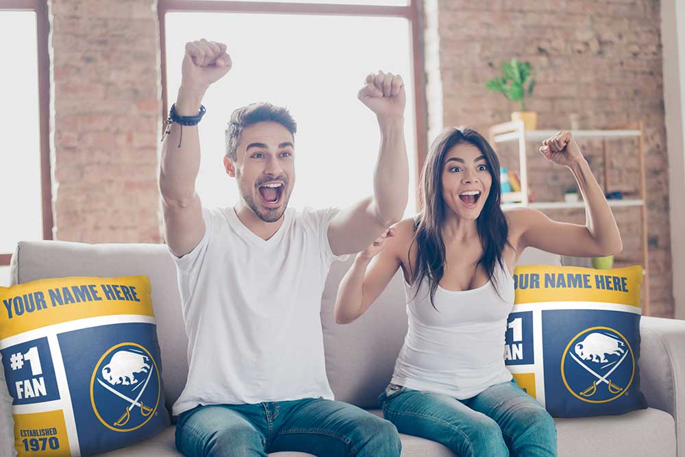 NHL Buffalo Sabres Colorblock Personalized Throw Pillow 18x18 Inches