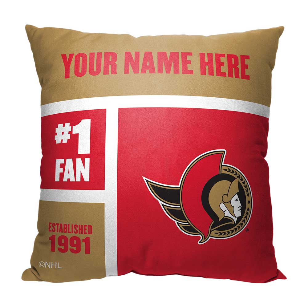 NHL Ottawa Senators Colorblock Personalized Throw Pillow 18x18 Inches