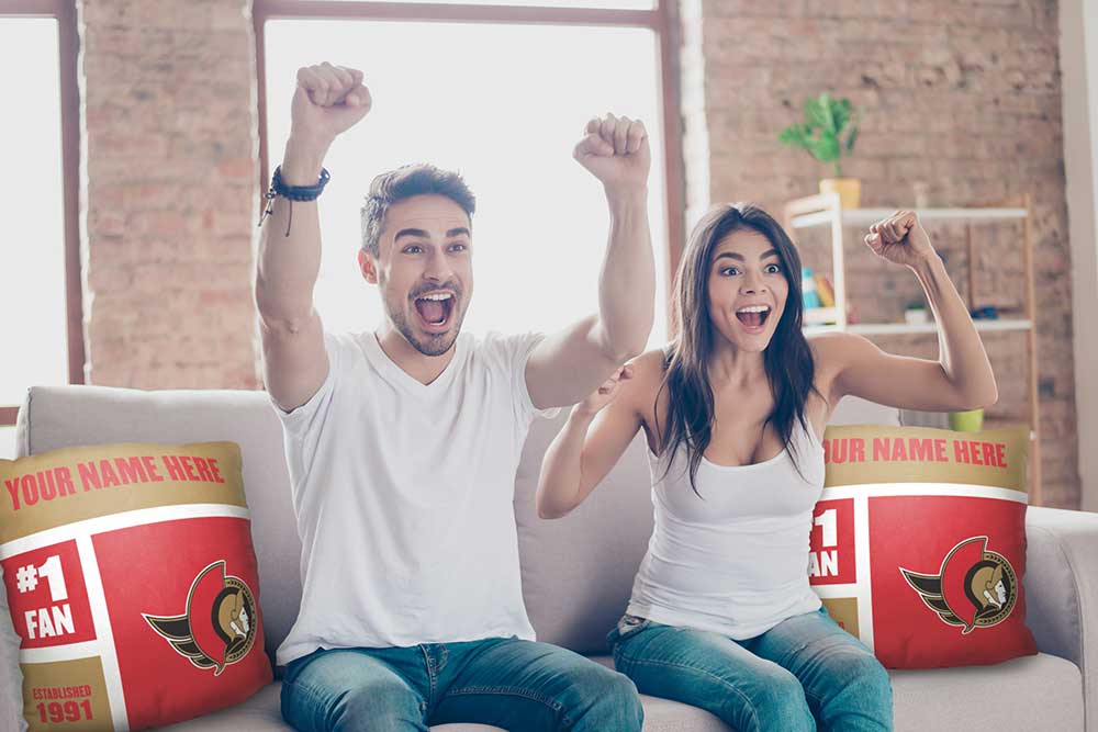 NHL Ottawa Senators Colorblock Personalized Throw Pillow 18x18 Inches