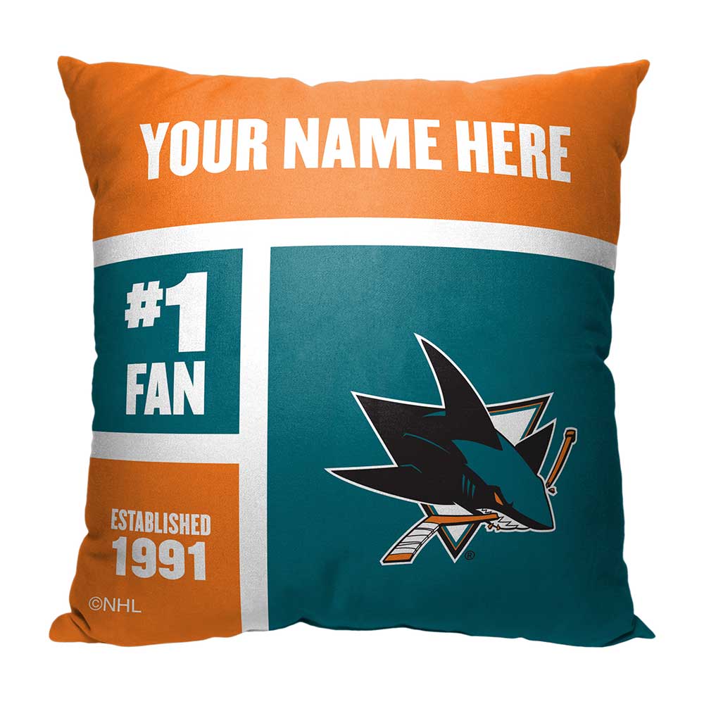NHL San Jose Sharks Colorblock Personalized Throw Pillow 18x18 Inches