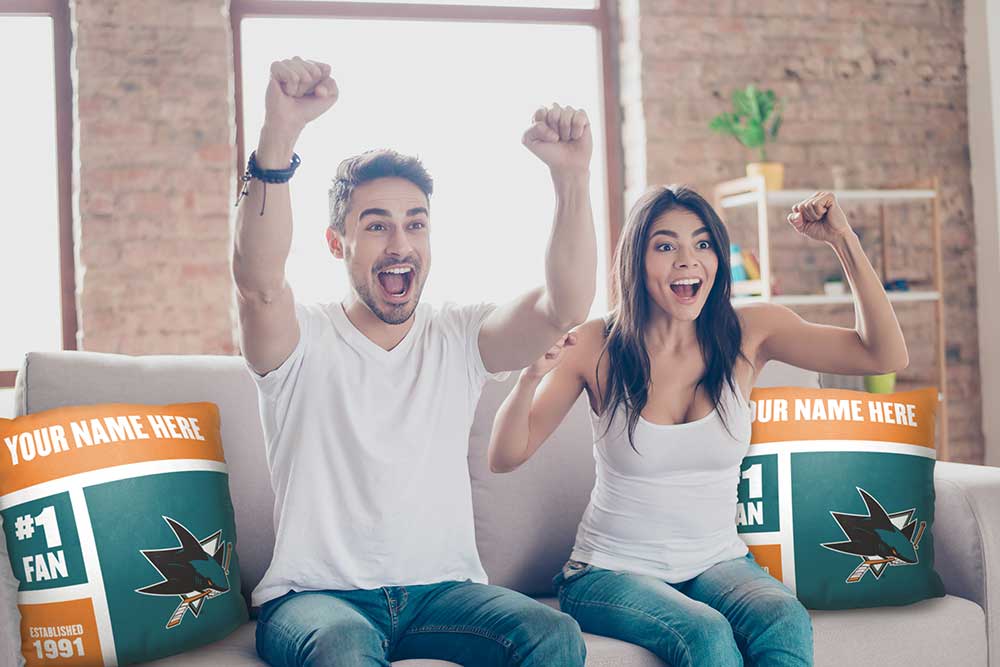 NHL San Jose Sharks Colorblock Personalized Throw Pillow 18x18 Inches