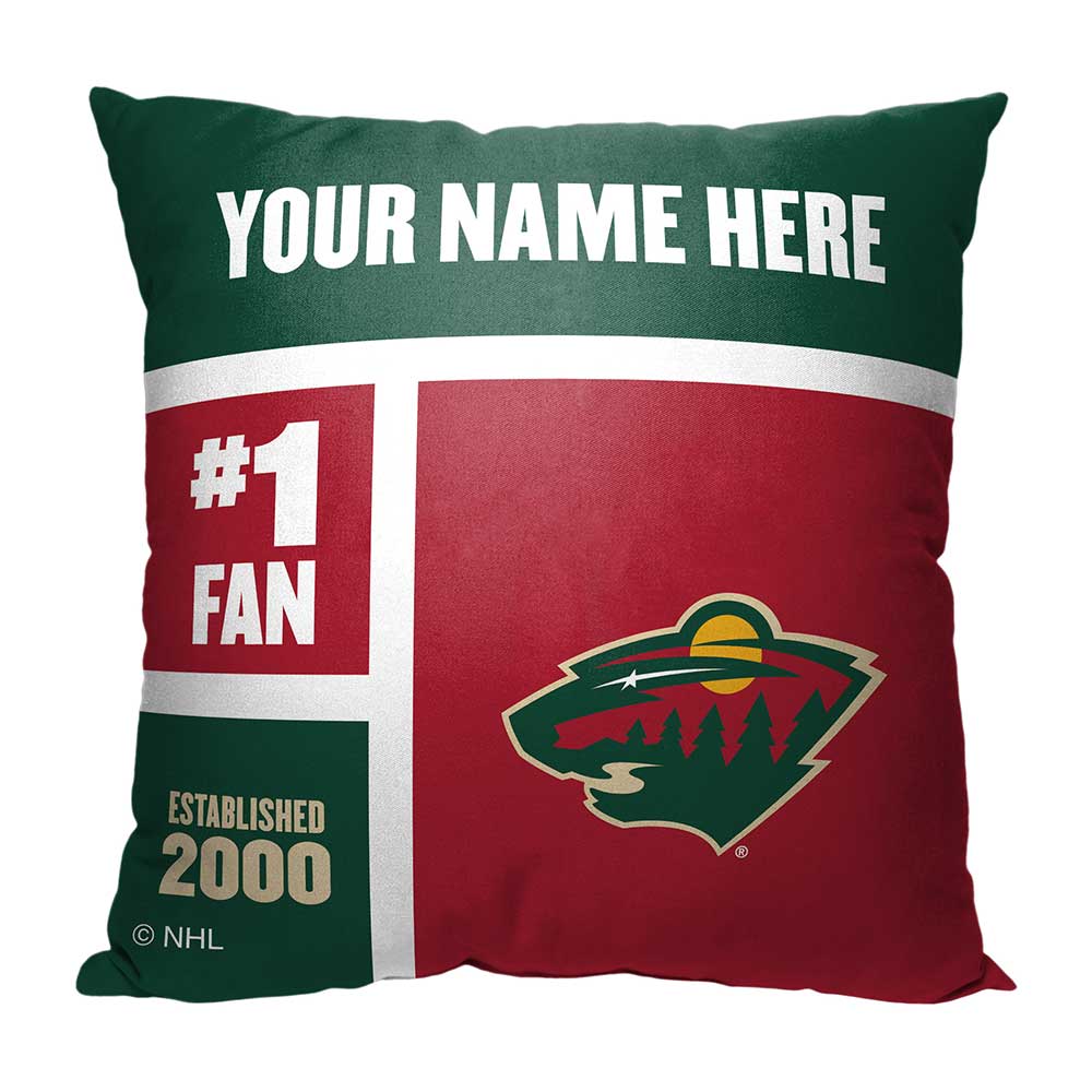 NHL Minnesota Wild Colorblock Personalized Throw Pillow 18x18 Inches