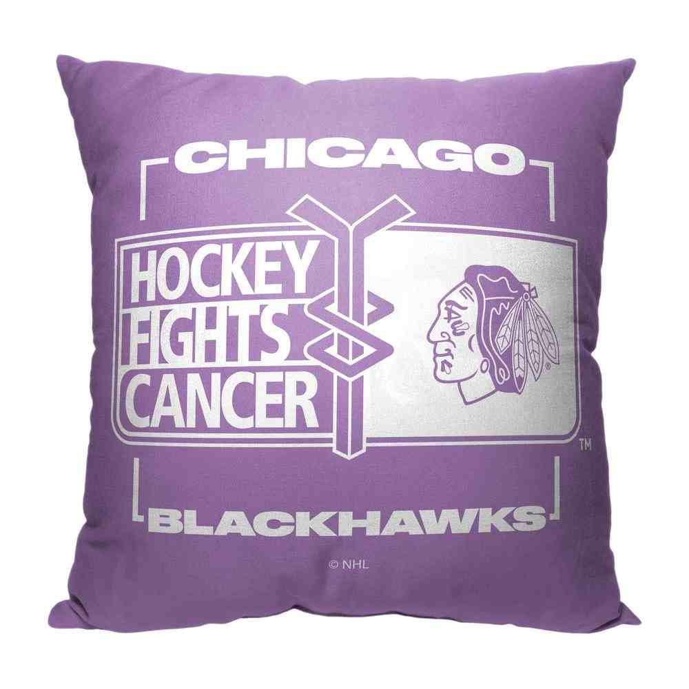 NHL Chicago Blackhawks Hockey Fights Cancer Fight For Throw Pillow 18x18 Inches