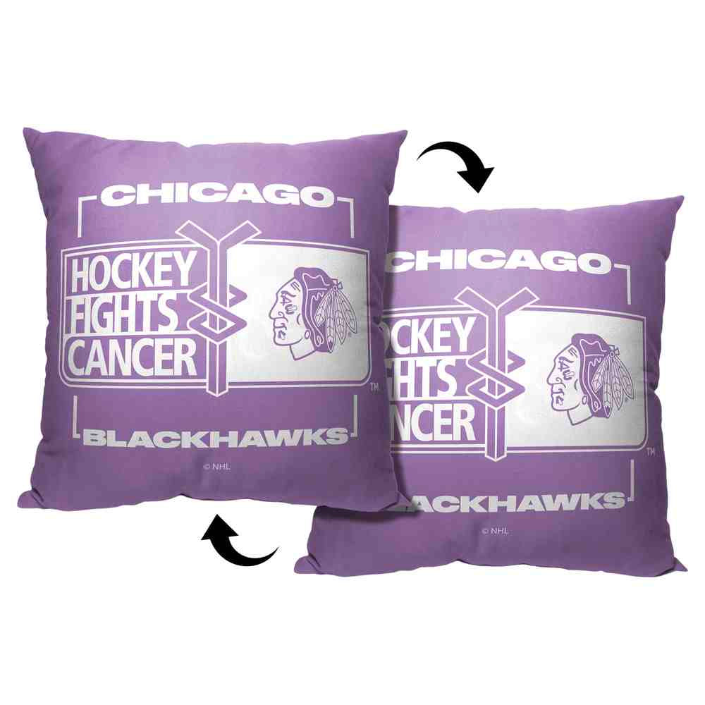 NHL Chicago Blackhawks Hockey Fights Cancer Fight For Throw Pillow 18x18 Inches