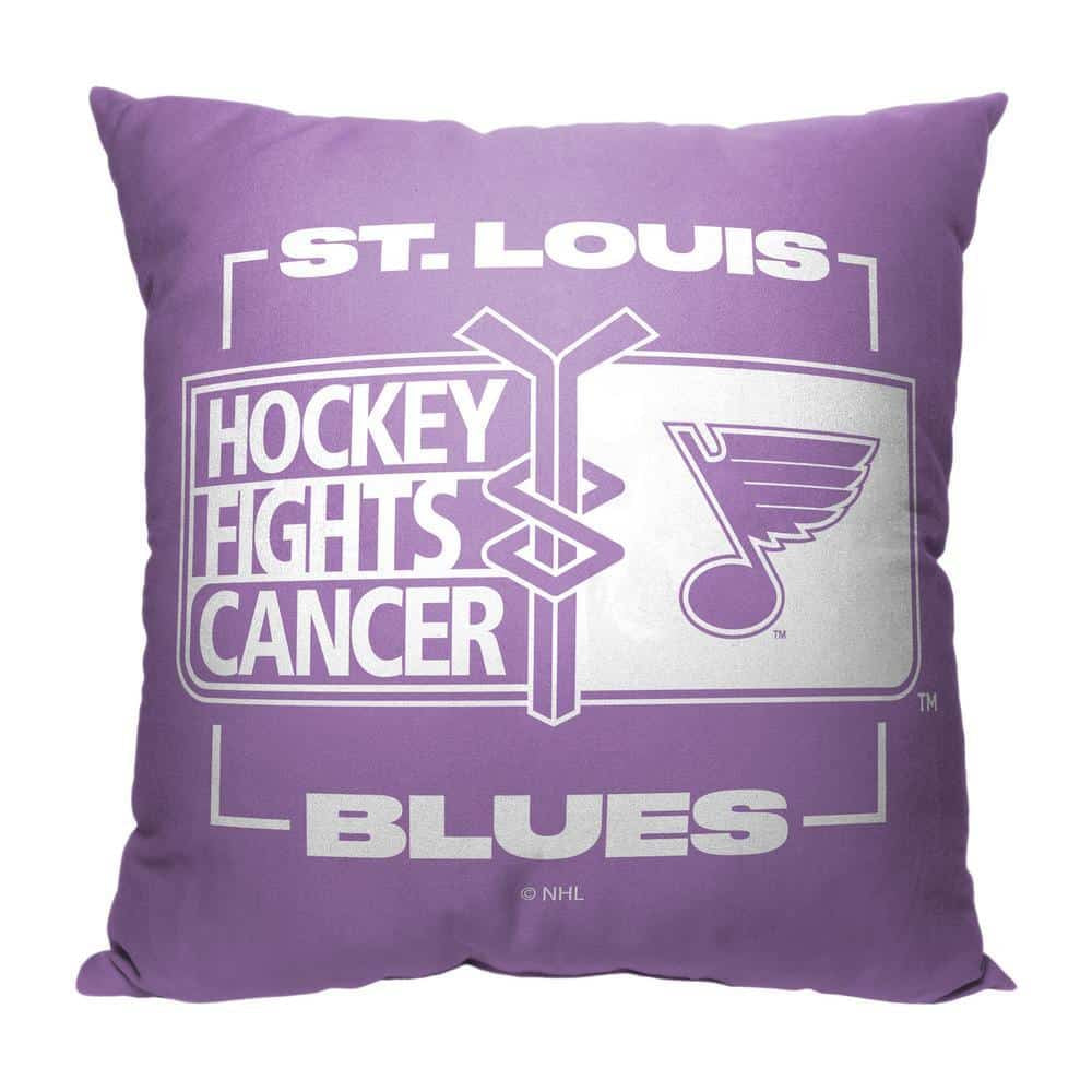 NHL St. Louis Blues Hockey Fights Cancer Fight For Throw Pillow 18x18 Inches