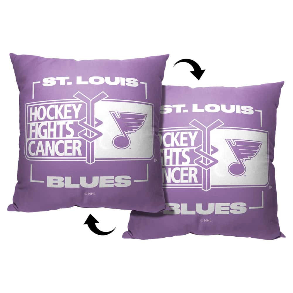 NHL St. Louis Blues Hockey Fights Cancer Fight For Throw Pillow 18x18 Inches