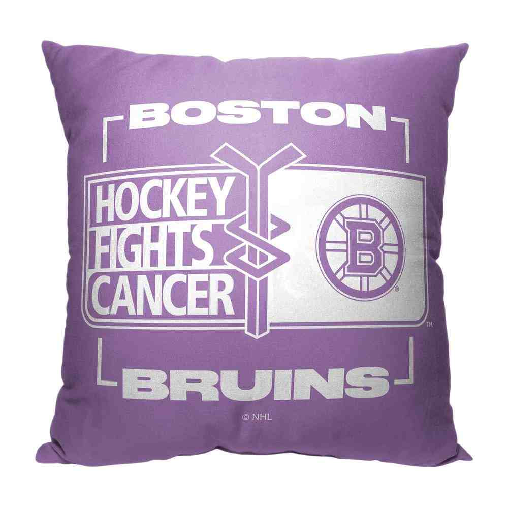 NHL Boston Bruins Hockey Fights Cancer Fight For Throw Pillow 18x18 Inches
