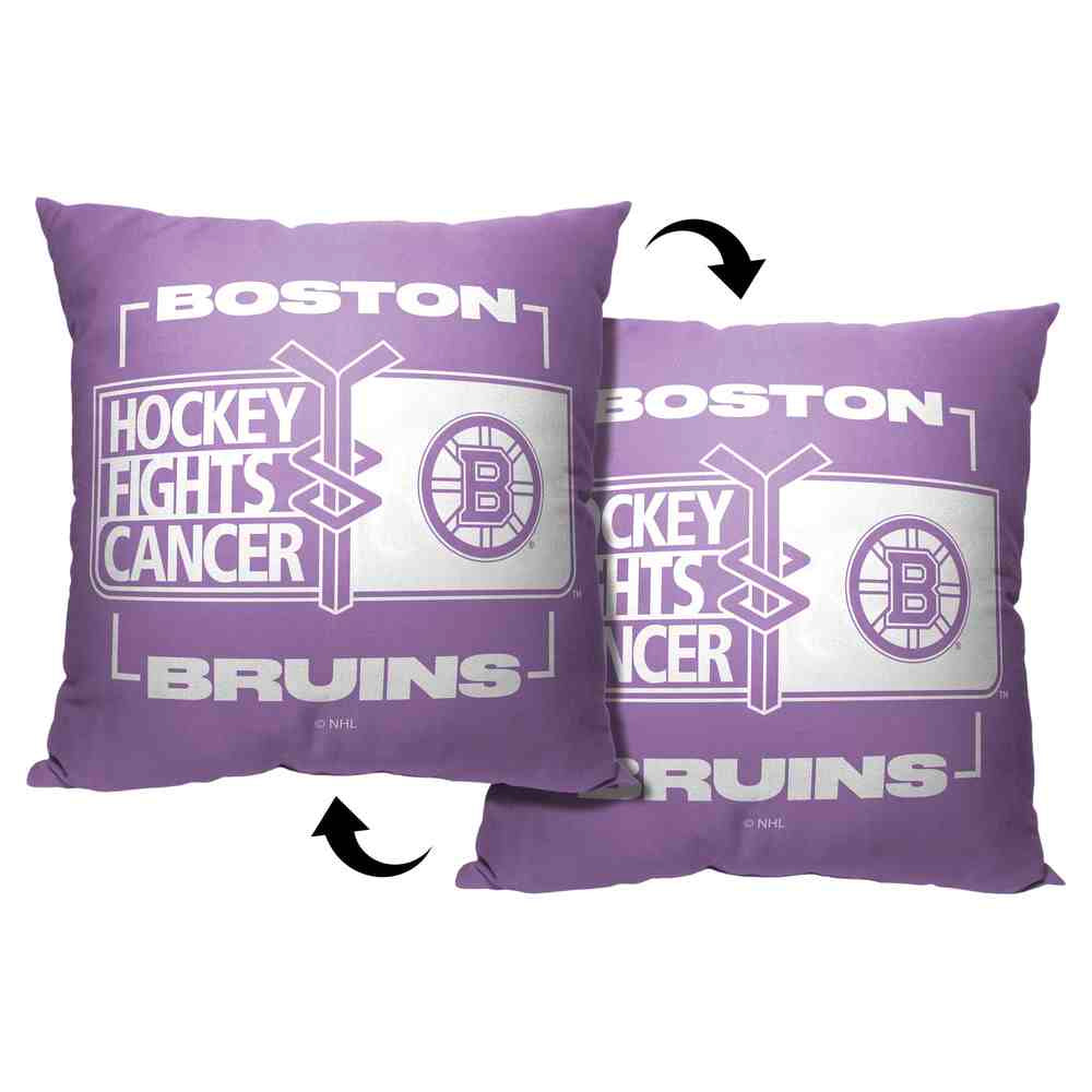NHL Boston Bruins Hockey Fights Cancer Fight For Throw Pillow 18x18 Inches