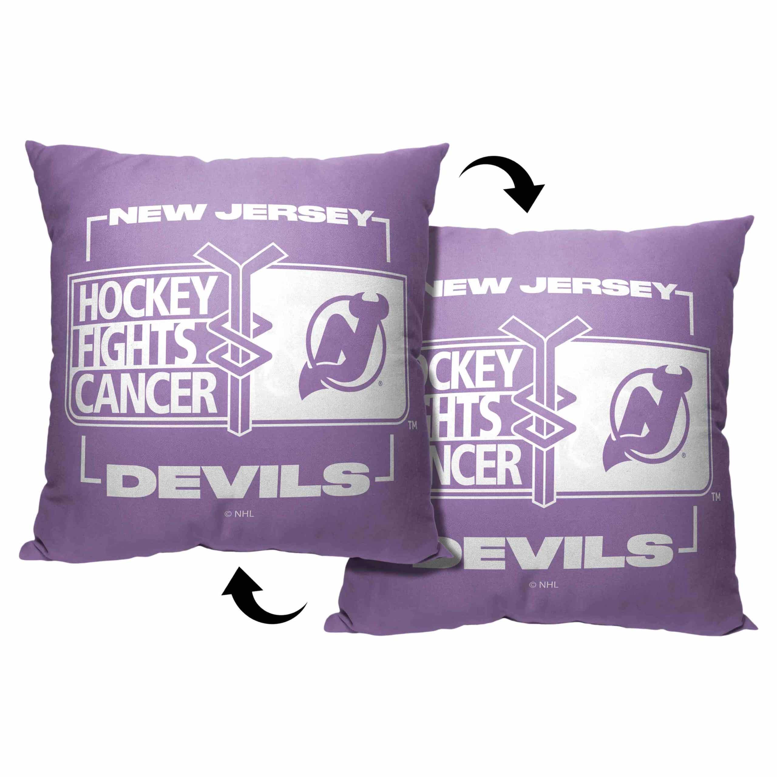 NHL New Jersey Devils Hockey Fights Cancer Fight For Throw Pillow 18x18 Inches