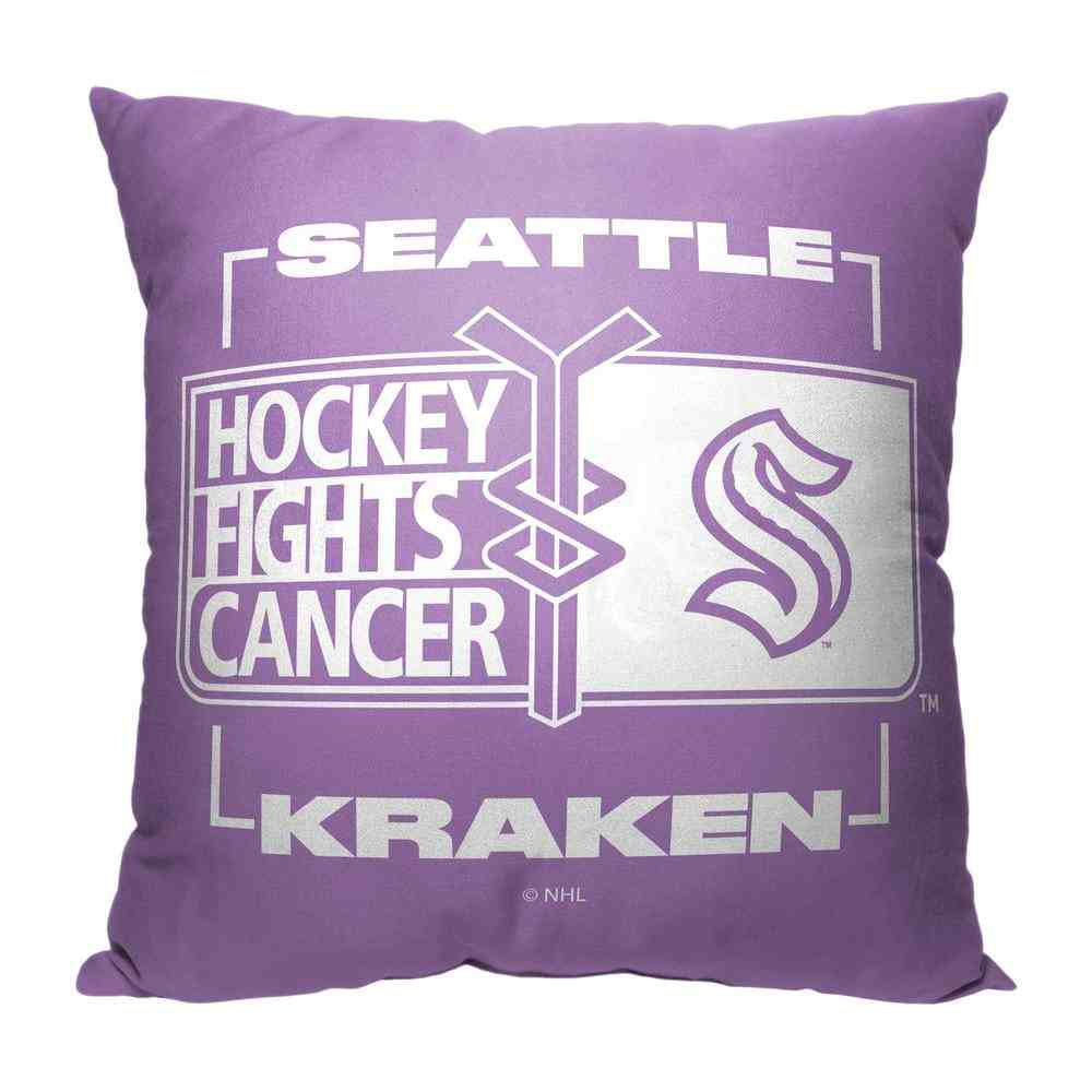 NHL Seattle Kraken Hockey Fights Cancer Fight For Throw Pillow 18x18 Inches