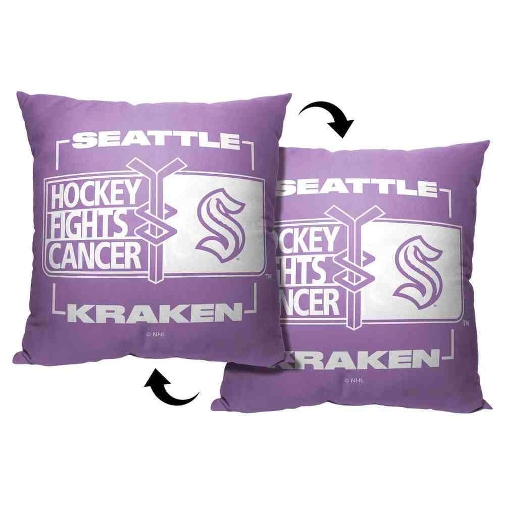 NHL Seattle Kraken Hockey Fights Cancer Fight For Throw Pillow 18x18 Inches