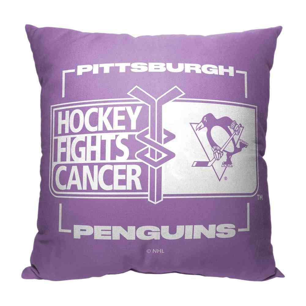 NHL Pittsburgh Penguins Hockey Fights Cancer Fight For Throw Pillow 18x18 Inches