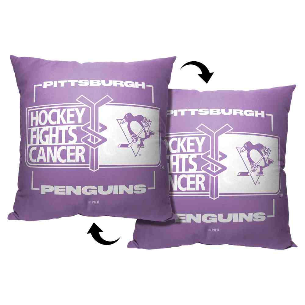 NHL Pittsburgh Penguins Hockey Fights Cancer Fight For Throw Pillow 18x18 Inches