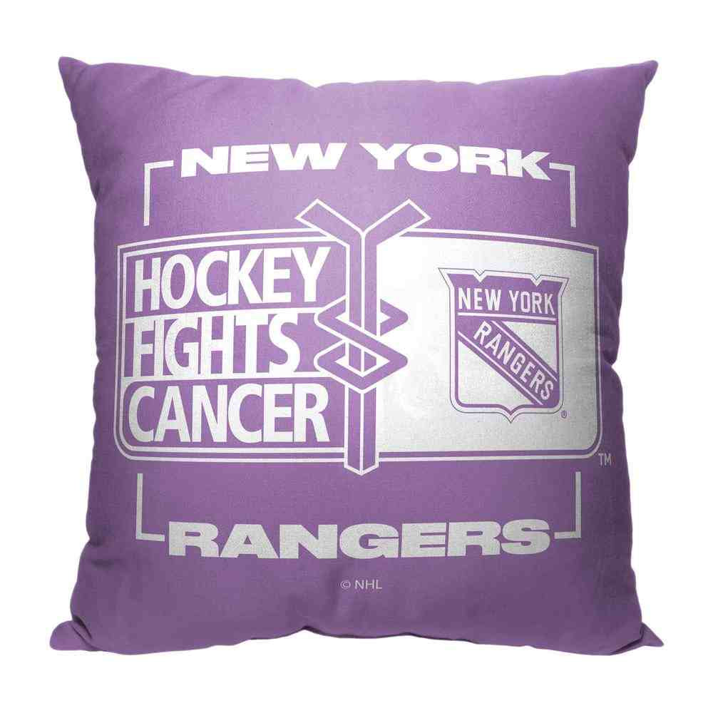 NHL New York Rangers Hockey Fights Cancer Fight For Throw Pillow 18x18 Inches