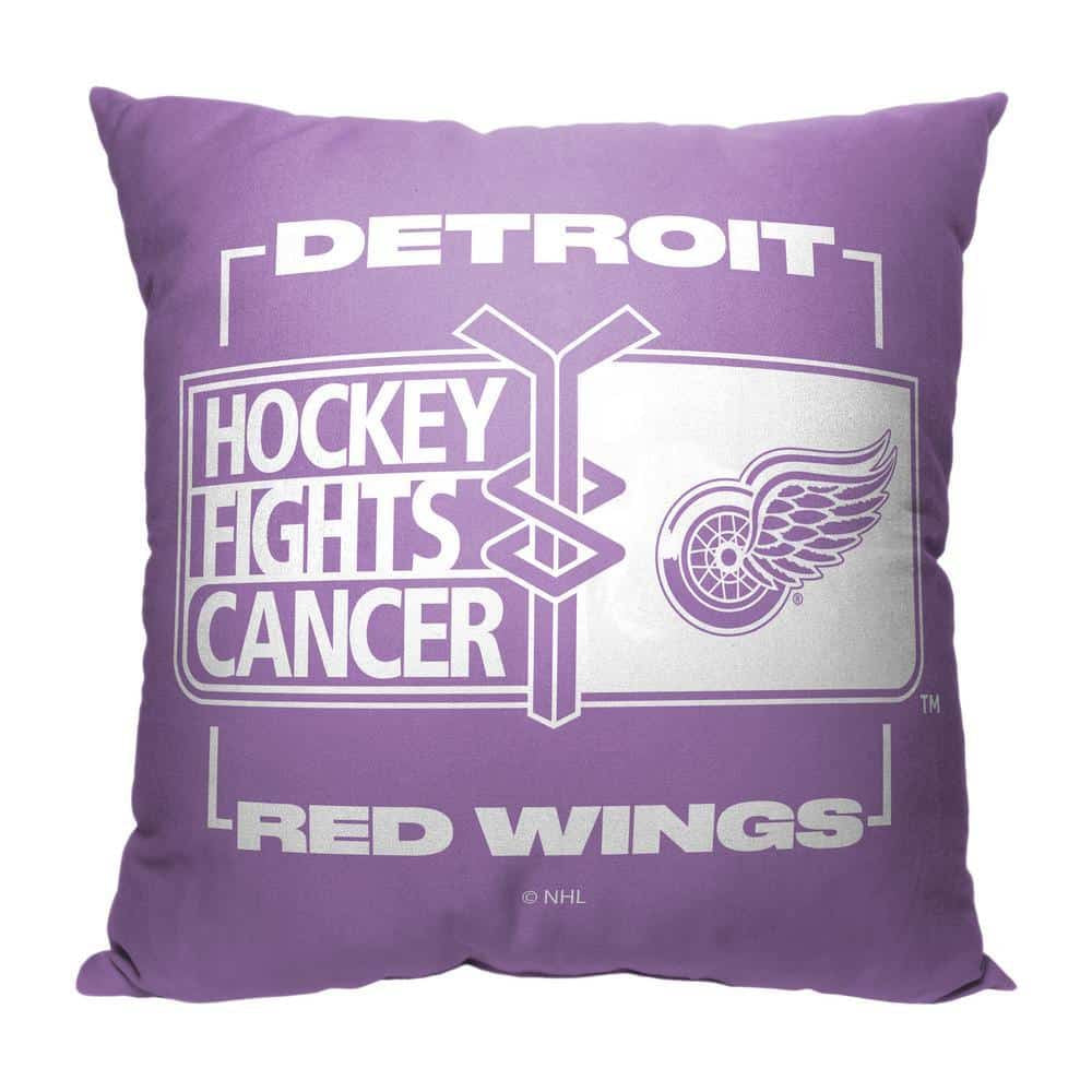 NHL Detroit Red Wings Hockey Fights Cancer Fight For Throw Pillow 18x18 Inches