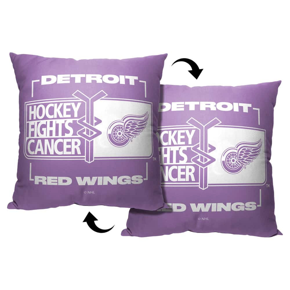 NHL Detroit Red Wings Hockey Fights Cancer Fight For Throw Pillow 18x18 Inches