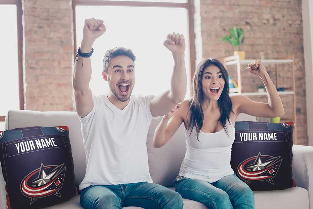 NHL Columbus Blue Jackets Jersey Personalized Throw Pillow 18x18 Inches