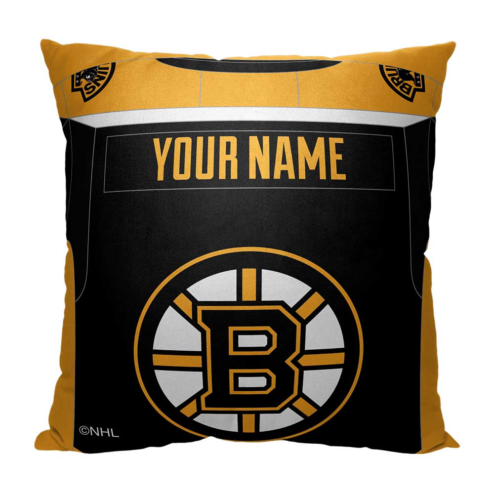 NHL Boston Bruins Jersey Personalized Throw Pillow 18x18 Inches