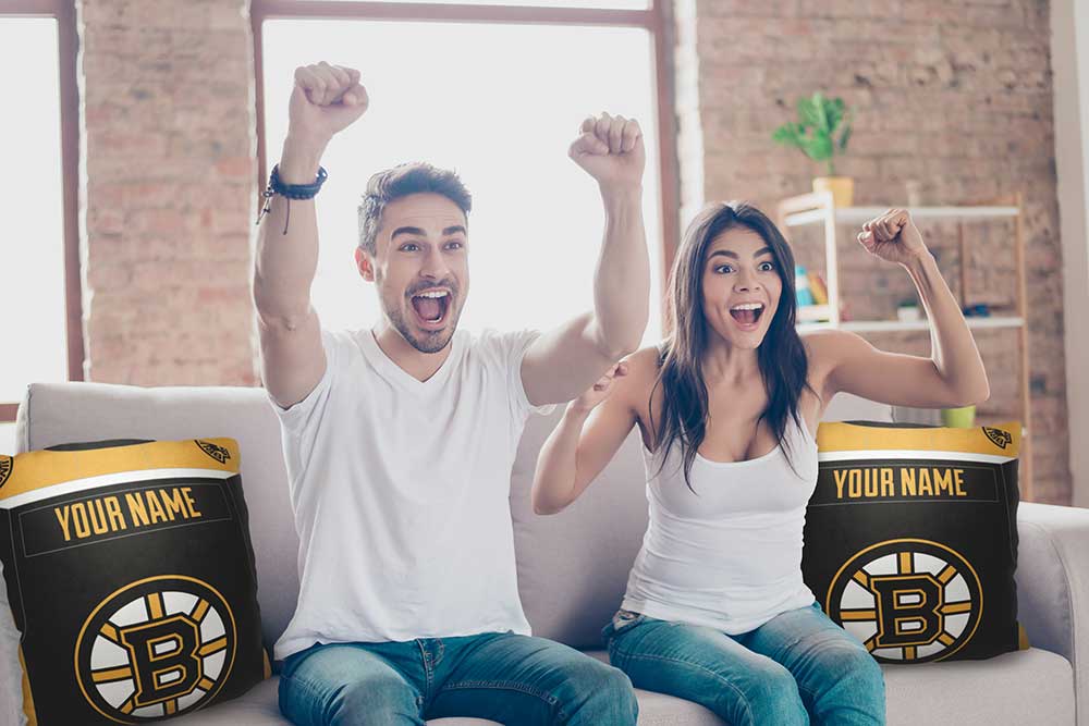 NHL Boston Bruins Jersey Personalized Throw Pillow 18x18 Inches