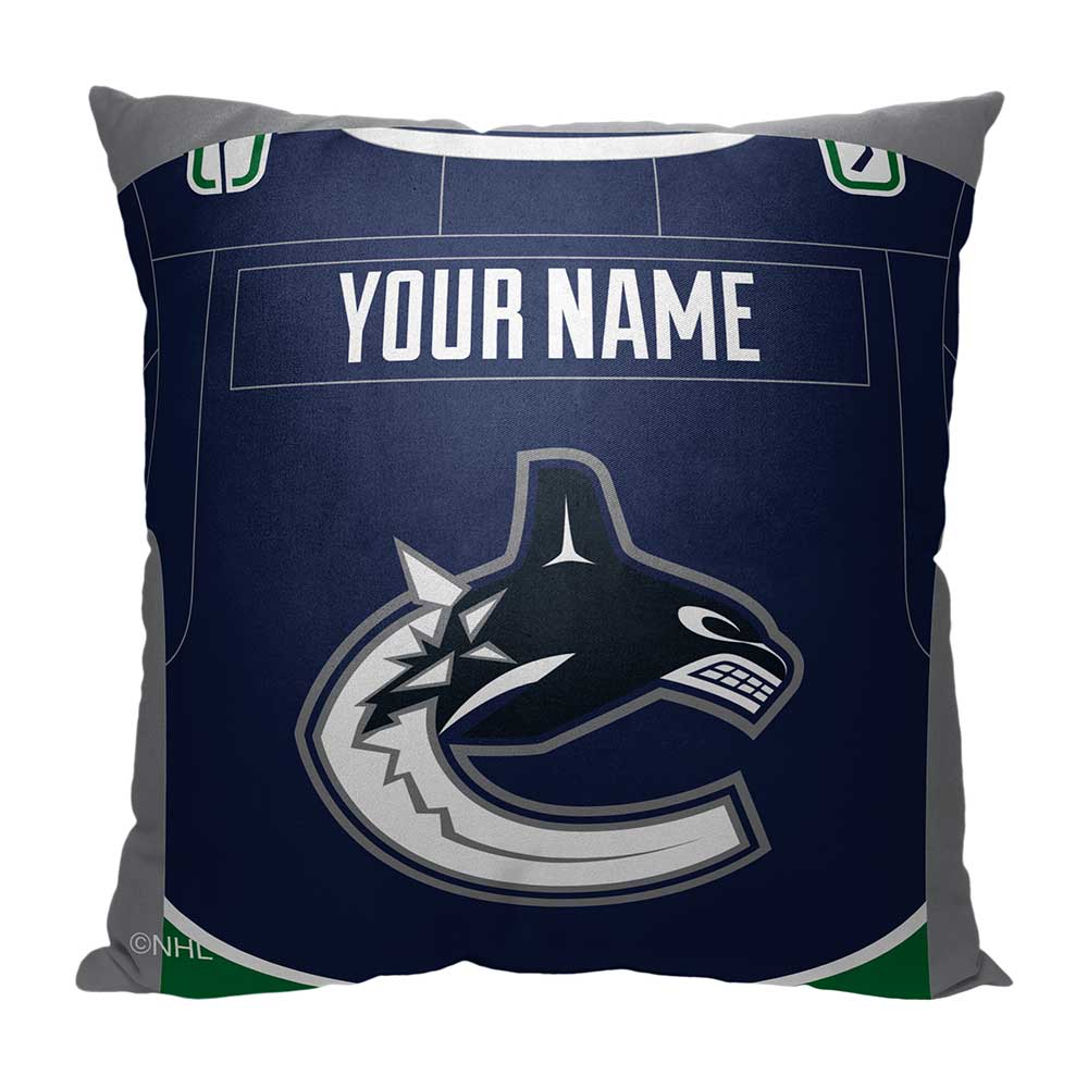 NHL Vancouver Canucks Jersey Personalized Throw Pillow 18x18 Inches