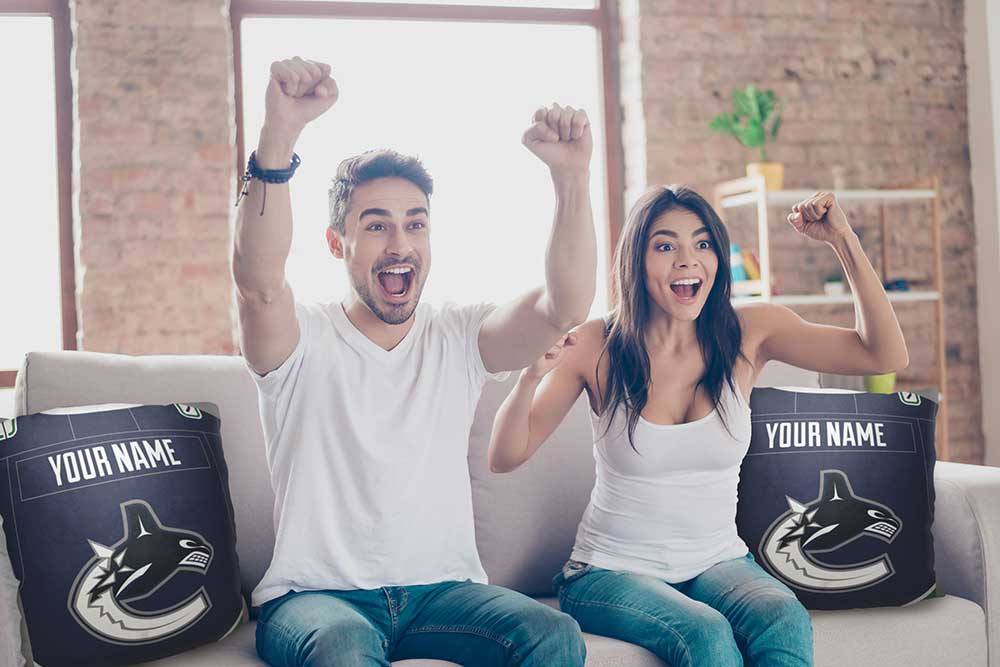 NHL Vancouver Canucks Jersey Personalized Throw Pillow 18x18 Inches