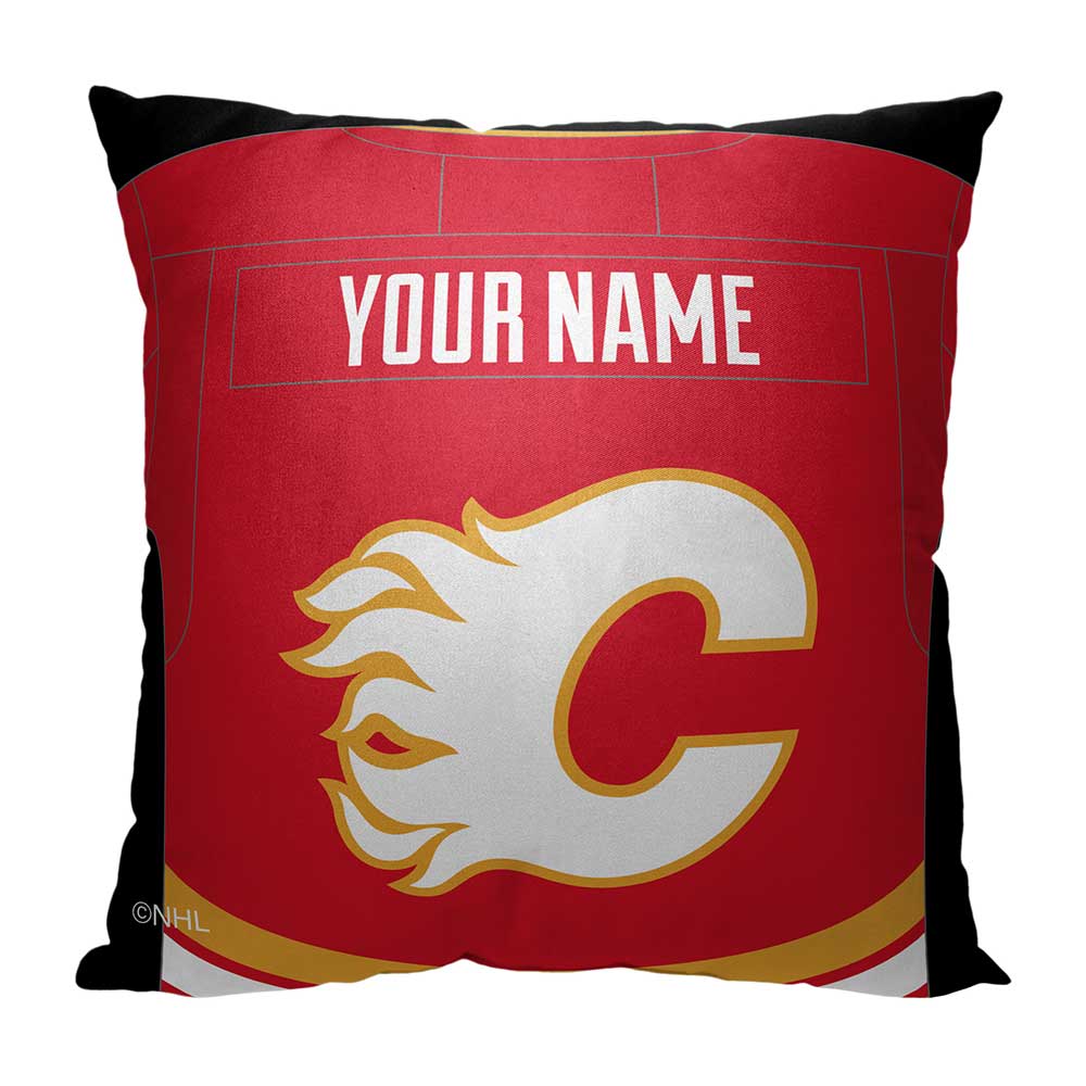 NHL Calgary Flames Jersey Personalized Throw Pillow 18x18 Inches
